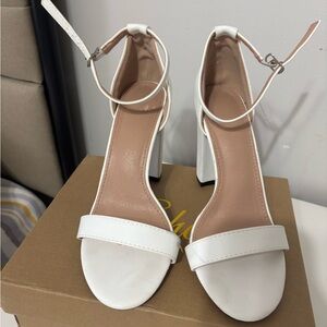 Elegant White Ankle Strap Heels